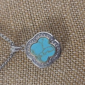 Silver blue stone with rhinestones